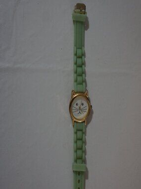 Claire's Mint Green Cat Watch Rhinestone Ears Gold